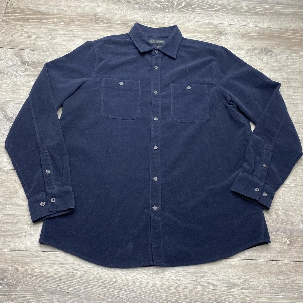 Banana Republic Shirt Mens LT Blue Solid Flannel Long Sleeve‎ Button Up Casual